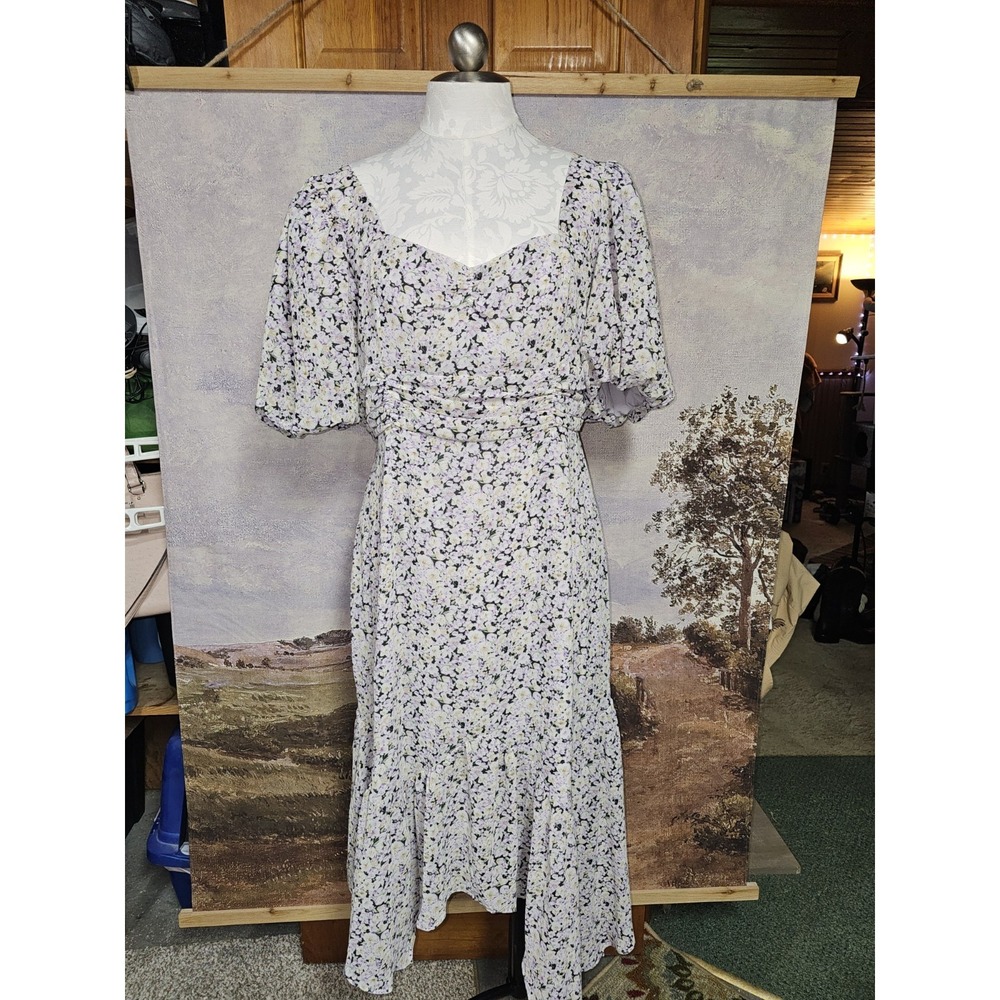 ANTHROPOLOGIE  ASTR  Cottage Core Boho XL  Midi Embellished Sleeve Woman Dress